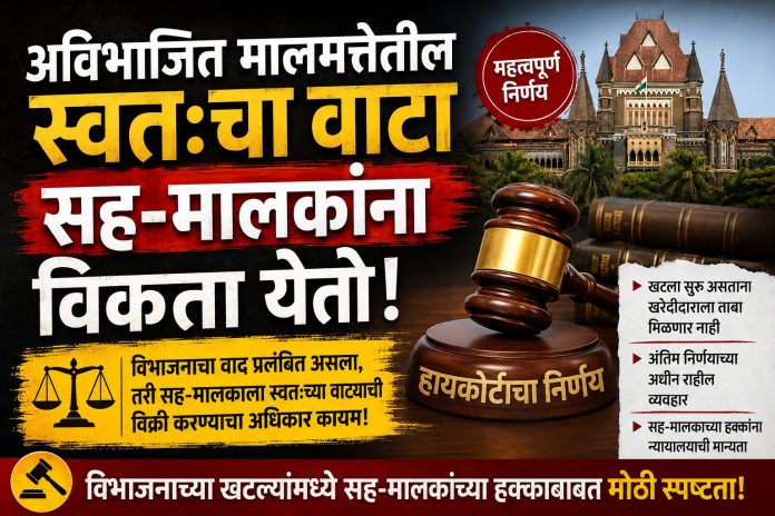 अविभाजित मालमत्तेतील स्वतःचा वाटा सह-मालकांना विकता येतो; हायकोर्टाचा महत्त्वपूर्ण निर्णय