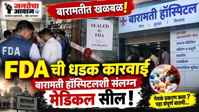 🚨 बारामती हॉस्पिटलवर FDA ची धडक कारवाई; मेडिकल सील केल्याची माहिती