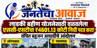 लाडकी बहीण योजनेसाठी वळवलेला एससी-एसटीचा ₹४६०१.१३ कोटी निधी परत करा; वंचित बहुजन आघाडीचे आंदोलन