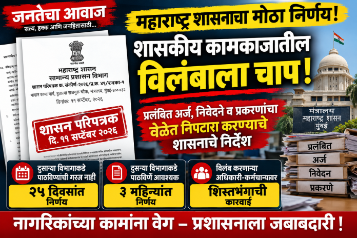 🚨 शासकीय कामकाजातील विलंबाला चाप; दोषी अधिकारी-कर्मचाऱ्यांवर होणार शिस्तभंगाची कारवाई